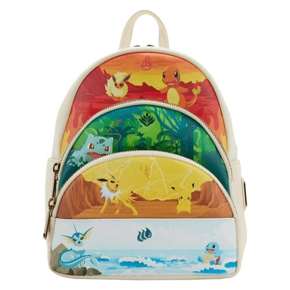 Loungefly Pokemon Elements Triple Pocket Cosplay Mini Backpack Purse Bag